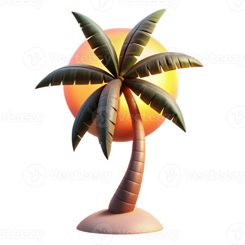 impressive vintage Palm Tree Silhouette Cutout Sunset Lighting authentic png