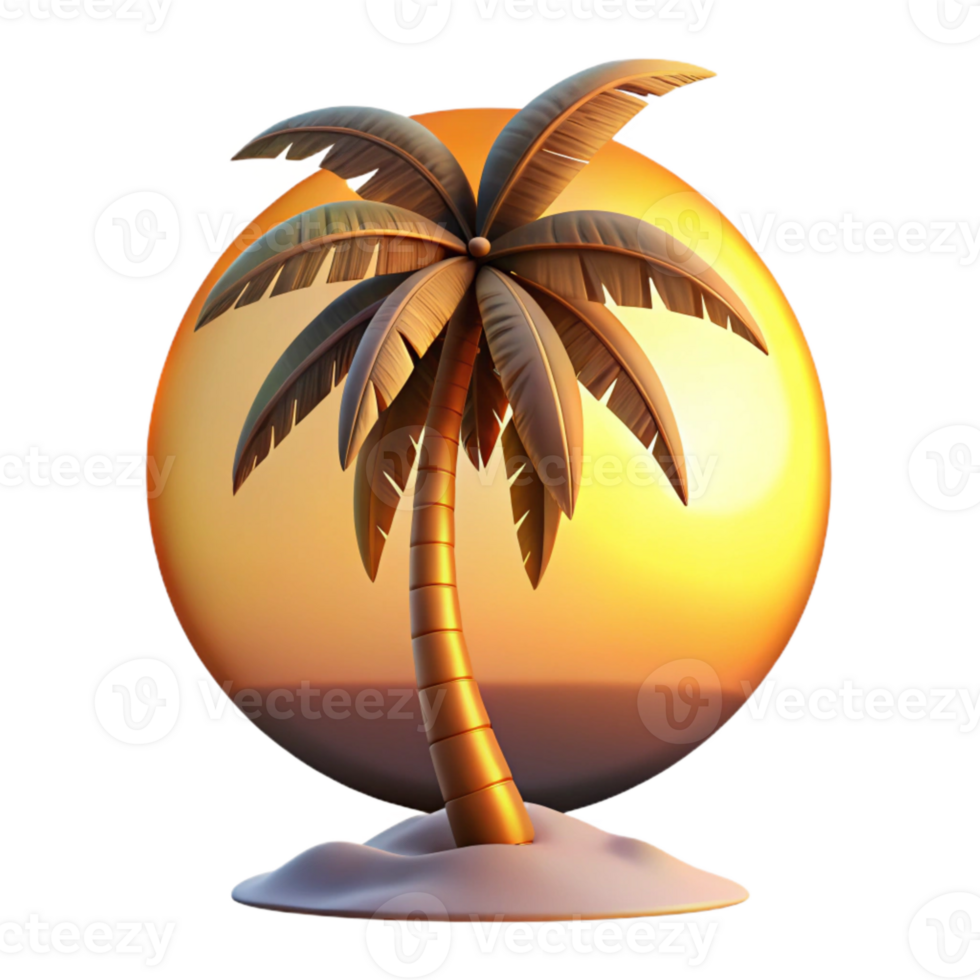 dramatic abstract Palm Tree Silhouette Cutout Sunset Lighting genuine png