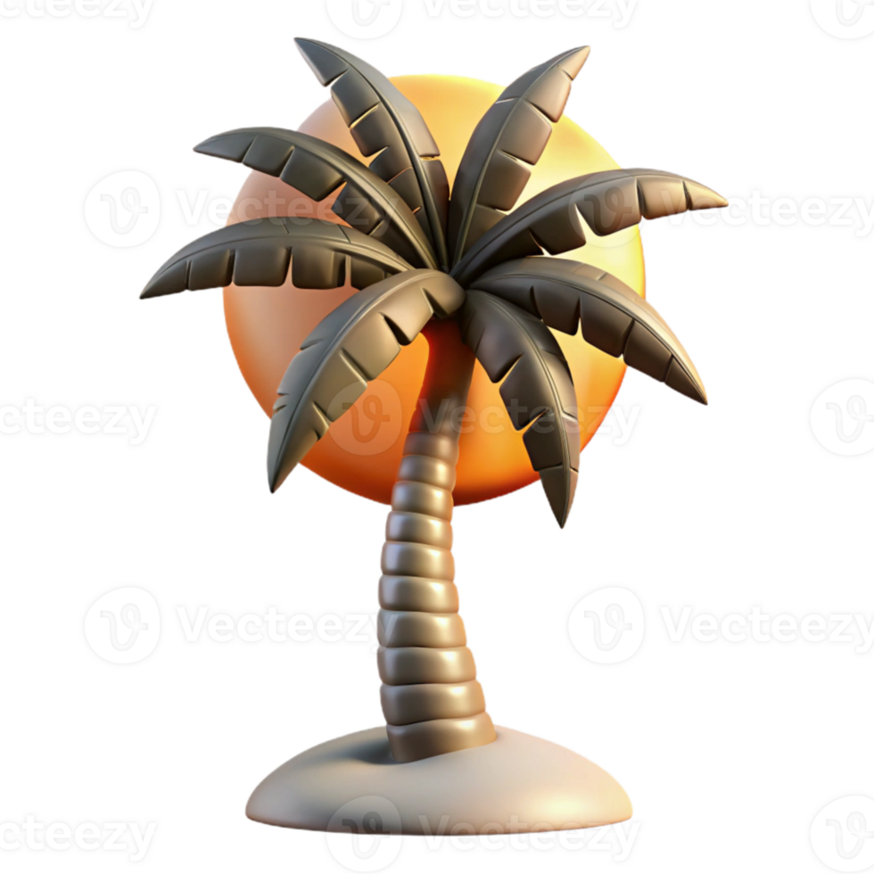 dramatic modern Palm Tree Sunset Silhouette Cutout Transparent Background detailed png
