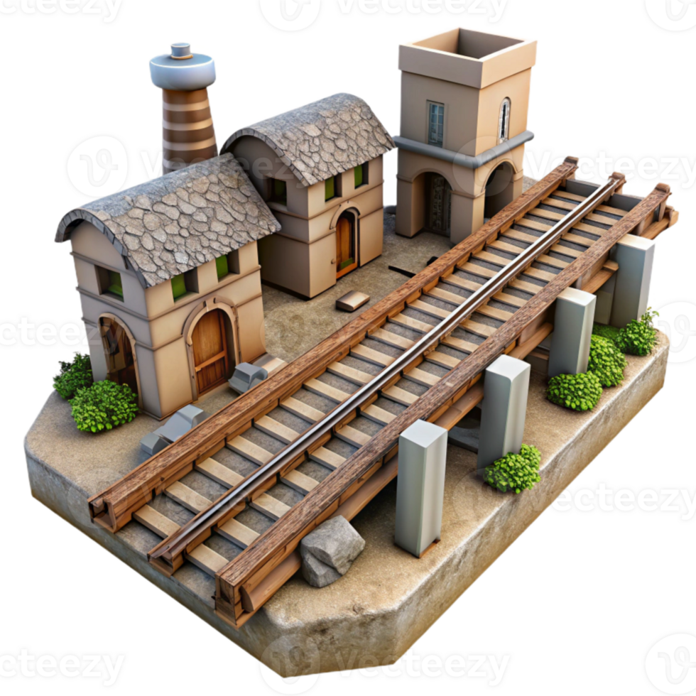 serene modern Parallel Railways Industrial Scene Isolated Cutout original png