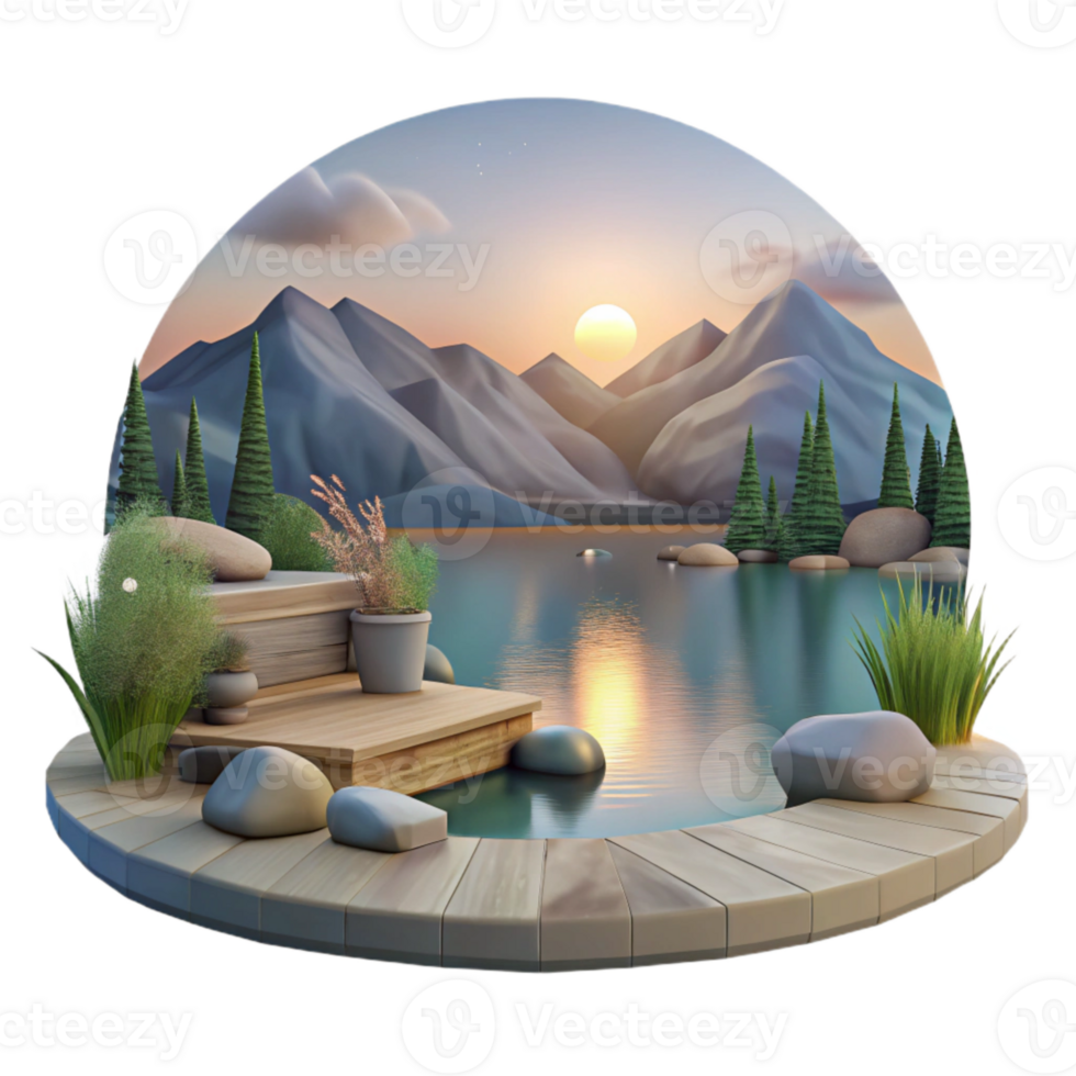 extraordinary rustic Peaceful Lake at Dawn with Transparent Background professional png