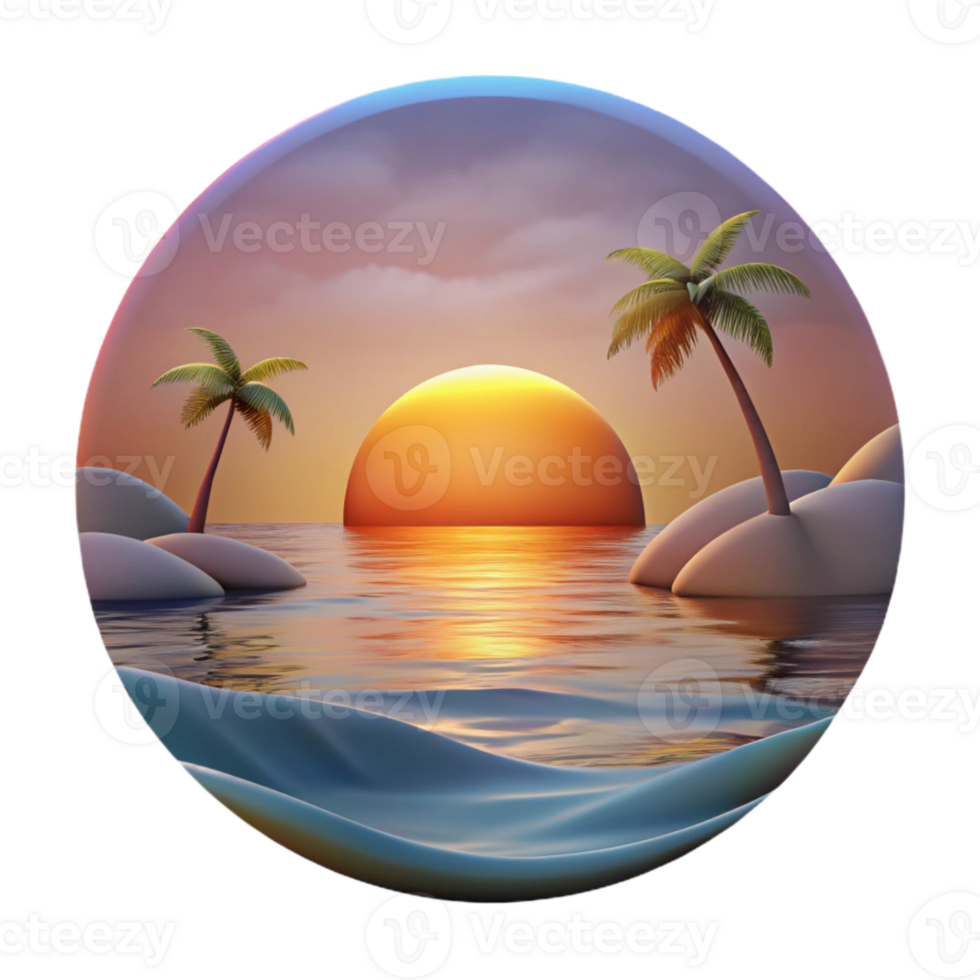 elegant abstract Peaceful Sunset Haven Isolated Tranquil Ocean View genuine png