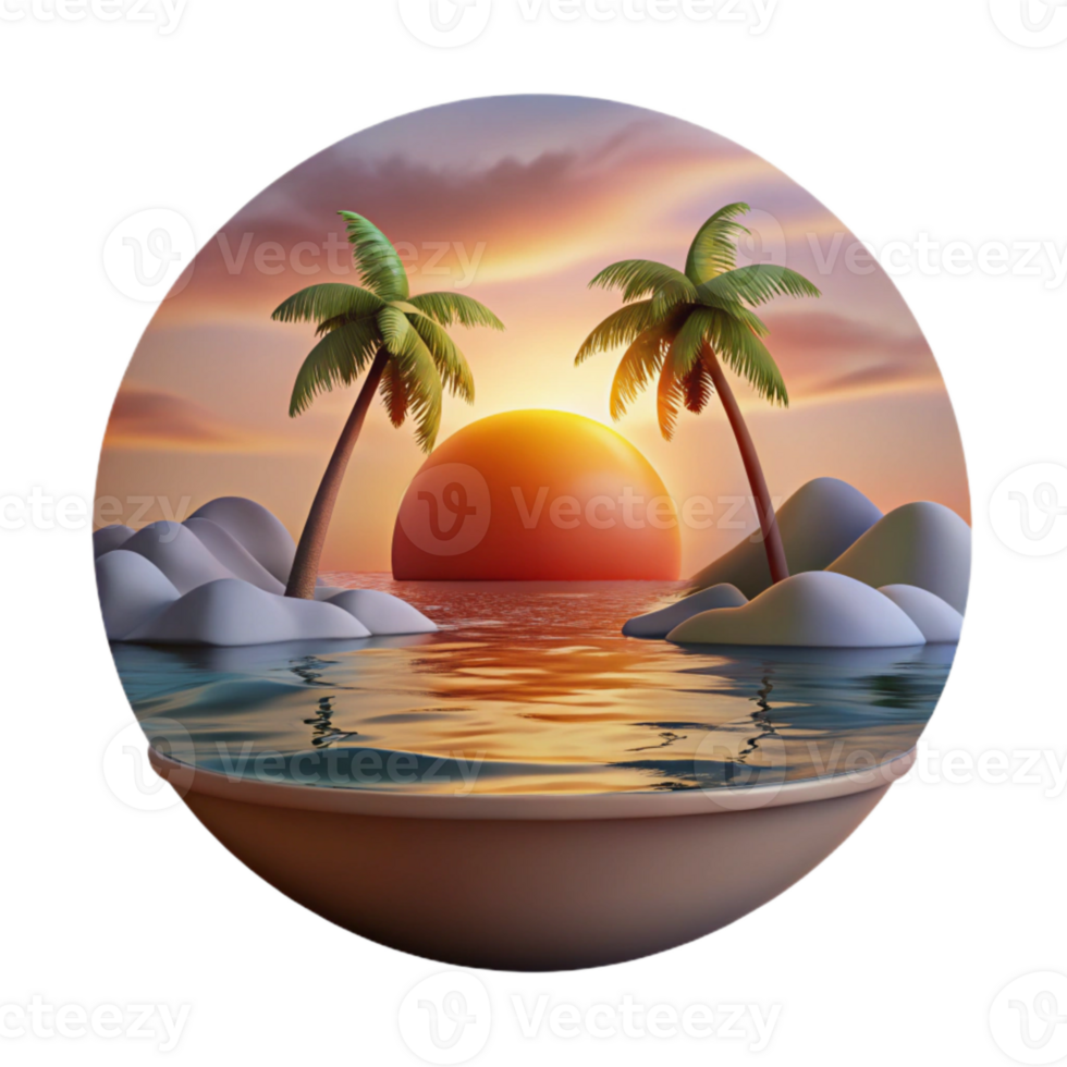 beautiful modern Peaceful Sunset Haven Isolated Tranquil Ocean View authentic png
