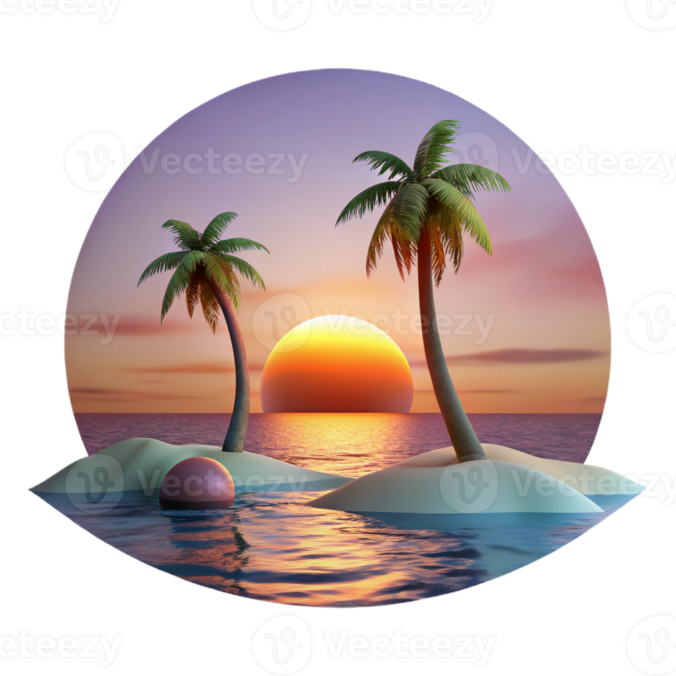 beautiful vintage Peaceful Sunset Haven Isolated Tranquil Ocean View premium png