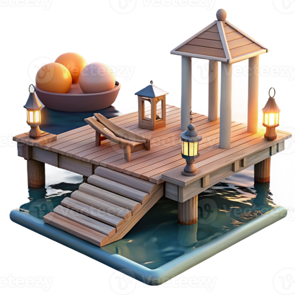 impressive vintage Peaceful Sundowner Dock Scene Cutout with Calm Water Reflection exclusive png