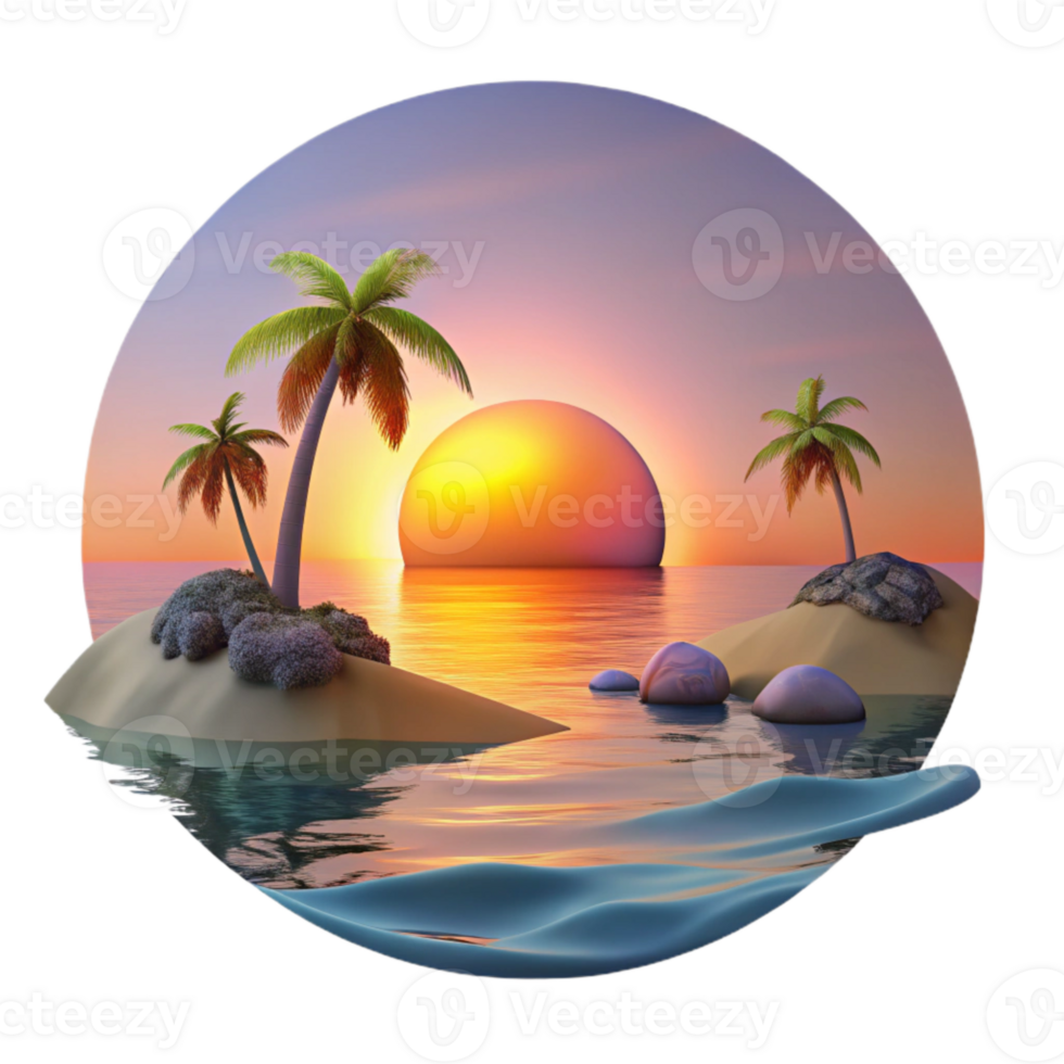 elegant creative Peaceful Sunset Haven Isolated Tranquil Ocean View detailed png