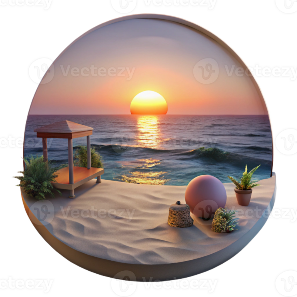 serene abstract Peaceful Sunset Haven Isolated Tranquil Ocean View authentic png