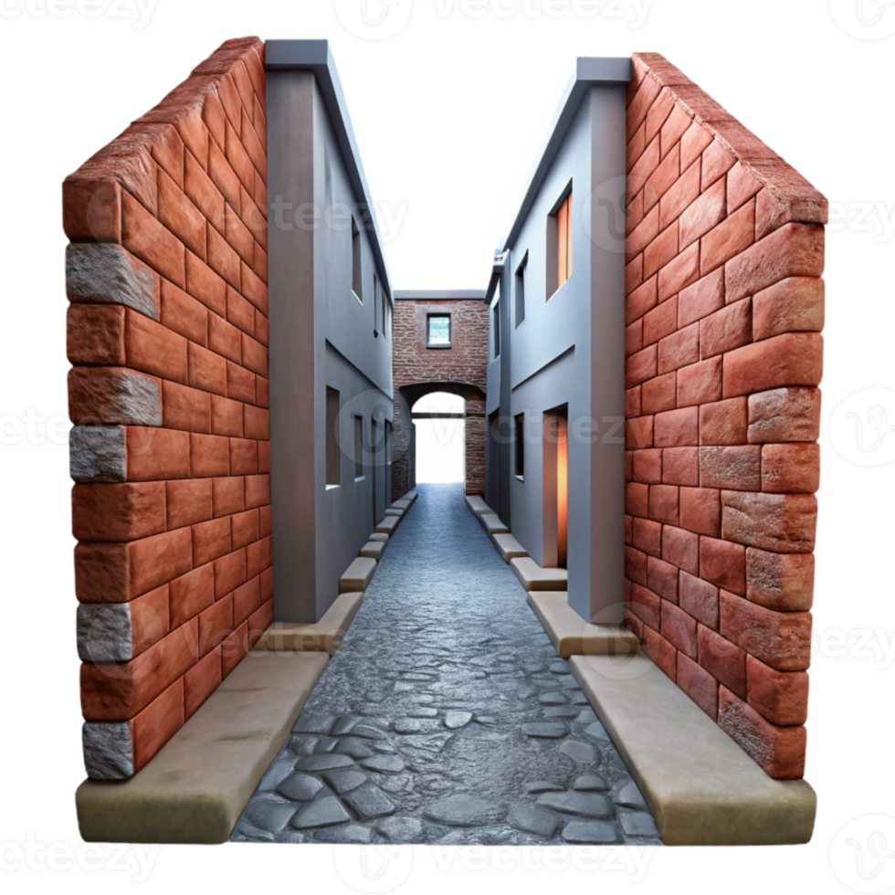 dramatic vintage Phantom Alleyway Cutout with Low Angle Perspective authentic png