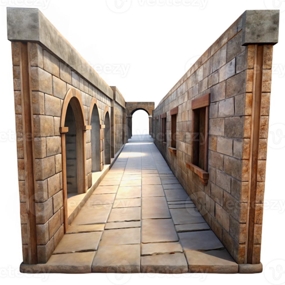 serene modern Phantom Alleyway Cutout with Low Angle Perspective authentic png