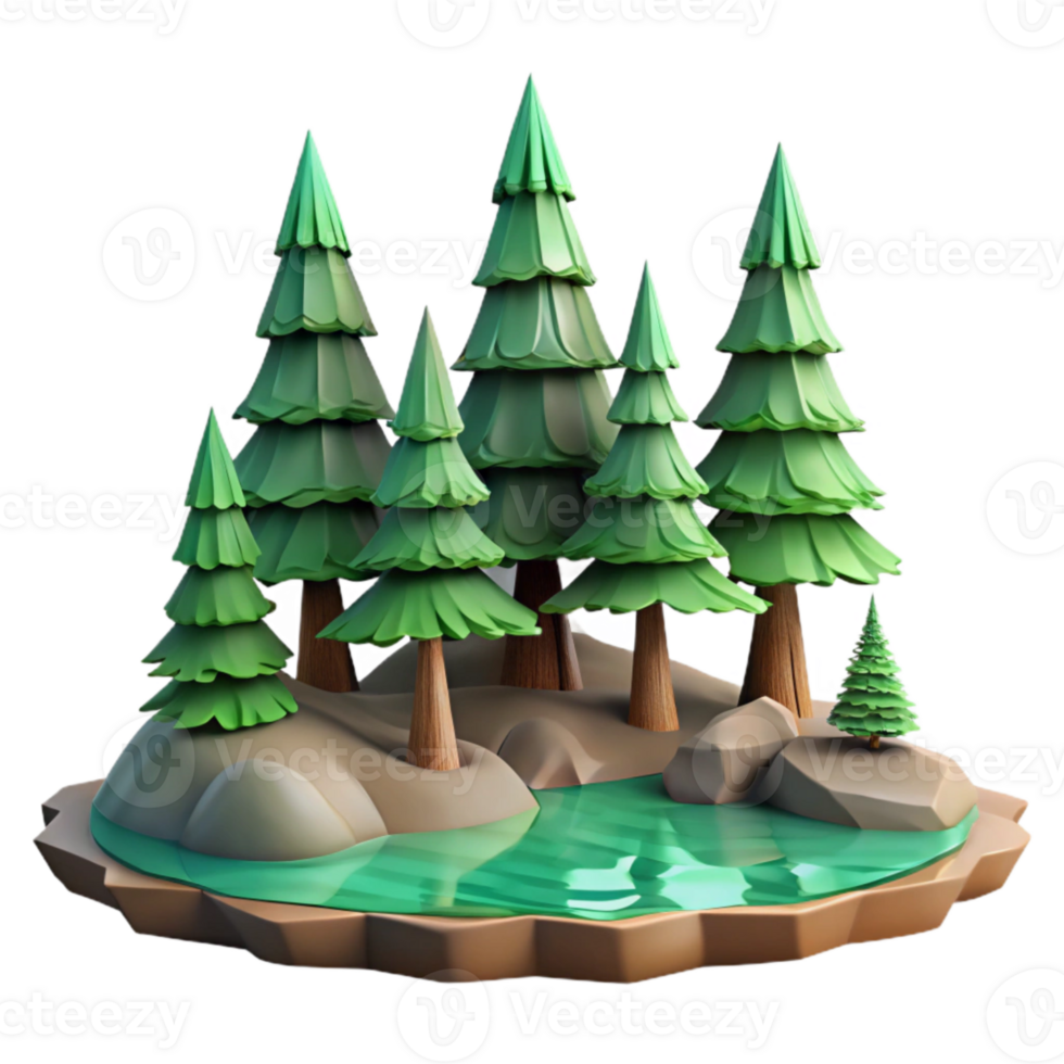 wonderful classic Pine Trees by the Lake Isolated Cutout professional png