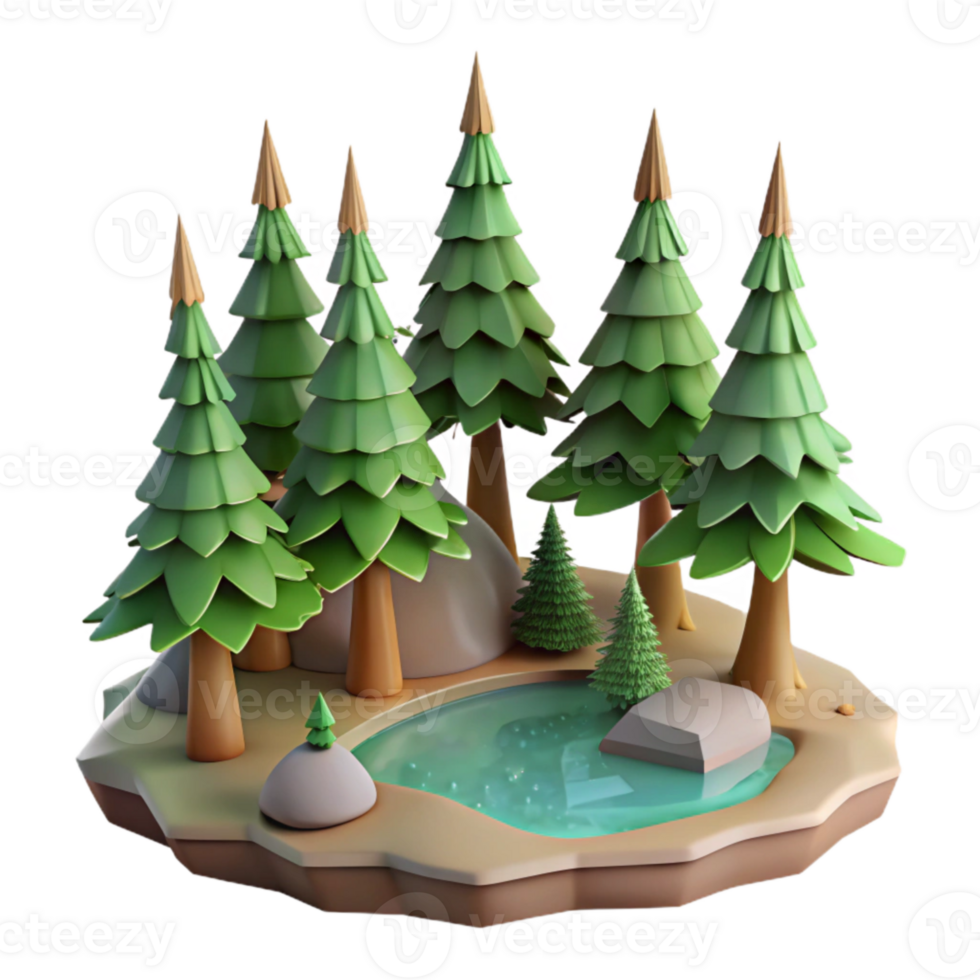 beautiful contemporary Pine Trees by the Lake Isolated Cutout genuine png