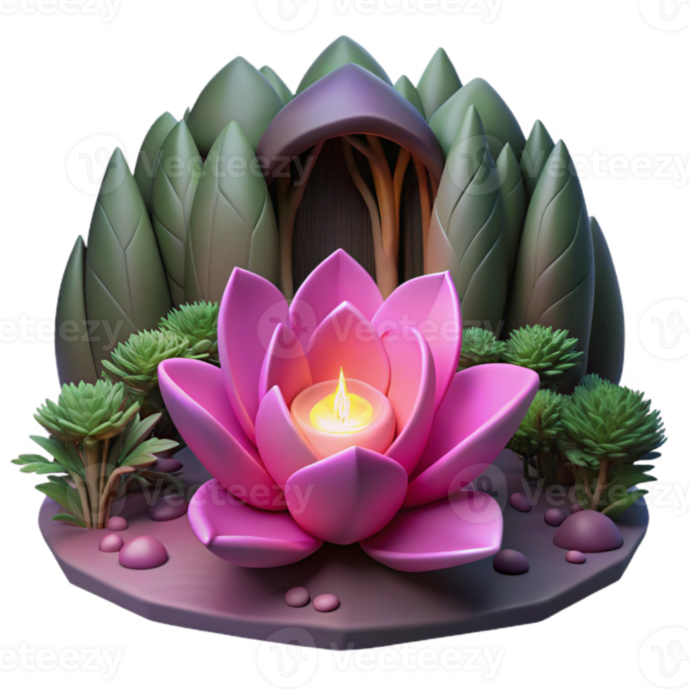 magnificent classic Pink Luminous Flower Cutout Dark Forest Scene Transparent Background original png