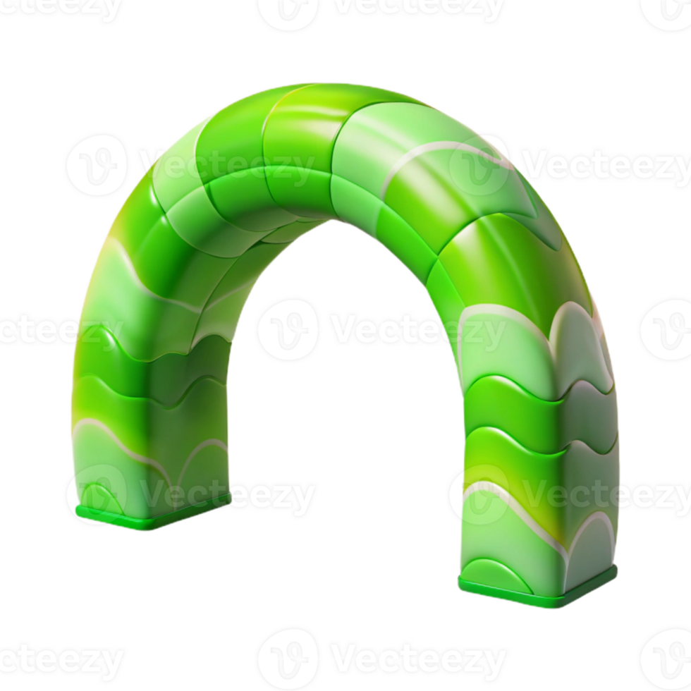 vibrant minimalist Polar Lights Arch Cutout Vivid Green Isolated on Transparent Background detailed png