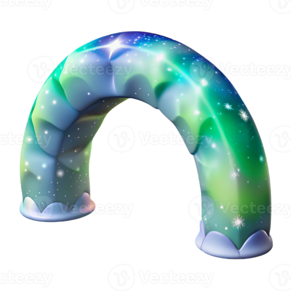vibrant artistic Polar Aurora Arch Cutout with Starry Sky Transparent Background png