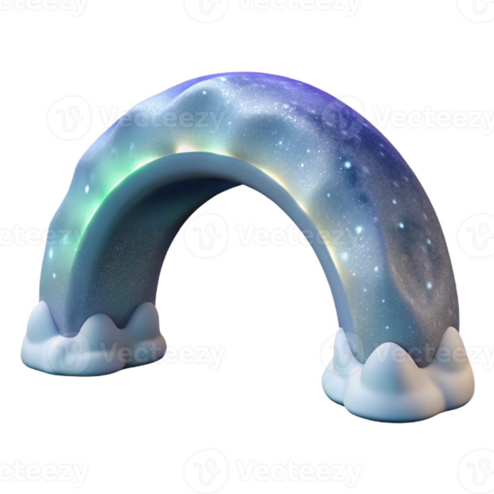 vibrant creative Polar Sky Auroral Arch Cutout with Starry Background high resolution png