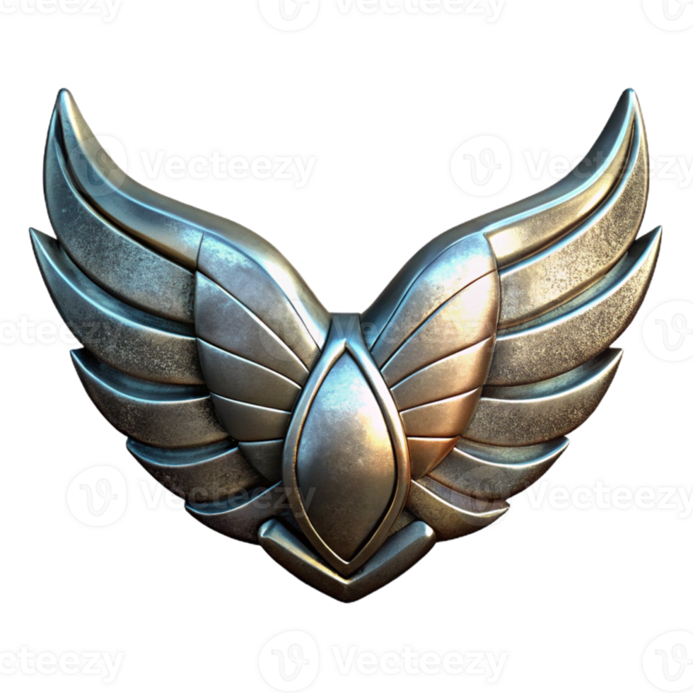 dramatic modern Polished Steel Robotic Wings Cutout Element authentic png