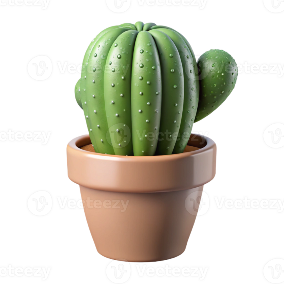 extraordinary minimalist Potted Cactus Cutout Front View Isolated authentic png