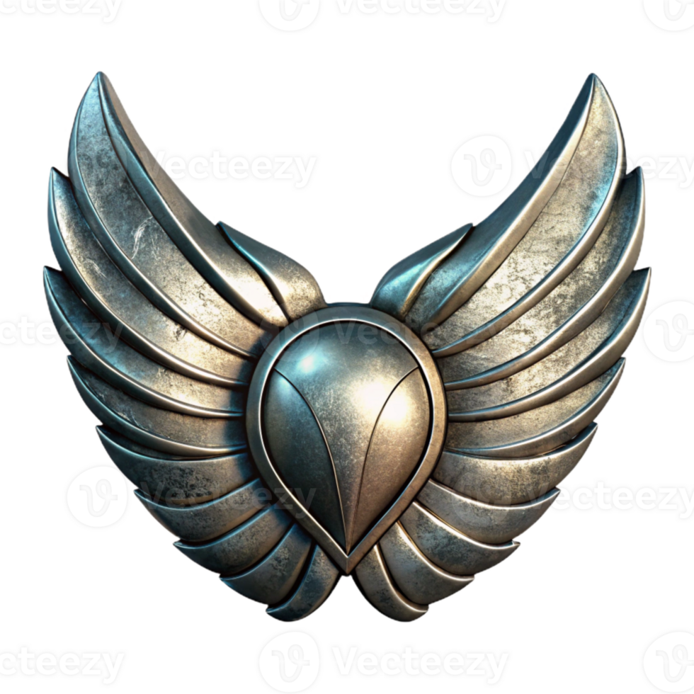 beautiful rustic Polished Steel Robotic Wings Cutout Element original png