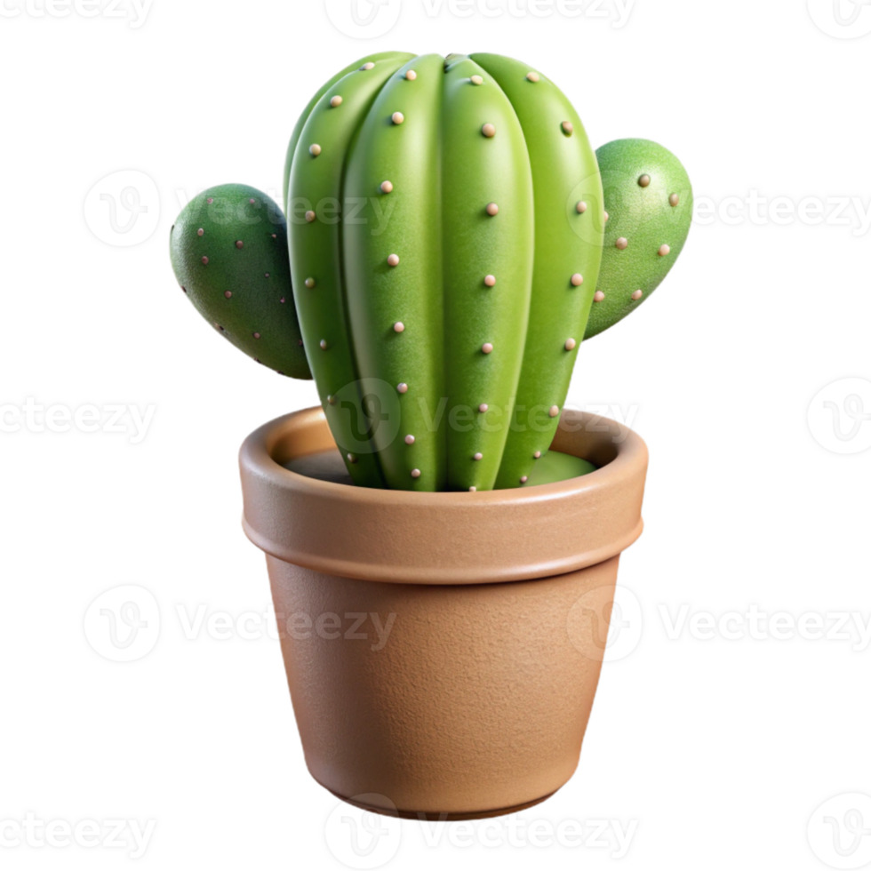 serene creative Potted Cactus Cutout Front View Isolated professional png