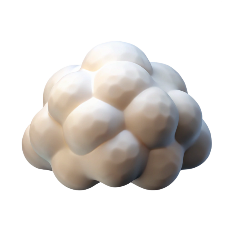 dramatic artistic Puffy White Cloud Cutout with Soft Shadows and Transparent Background high resolution png