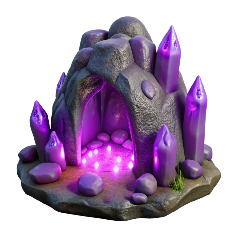 stunning minimalist Purple Bioluminescent Grotto Isolated Element professional png