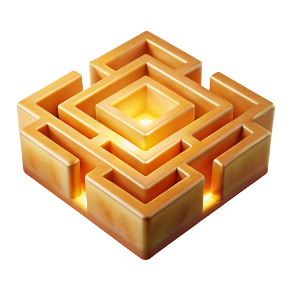 impressive rustic Radiant Luminari Maze Cutout with Warm Yellow Light high quality png