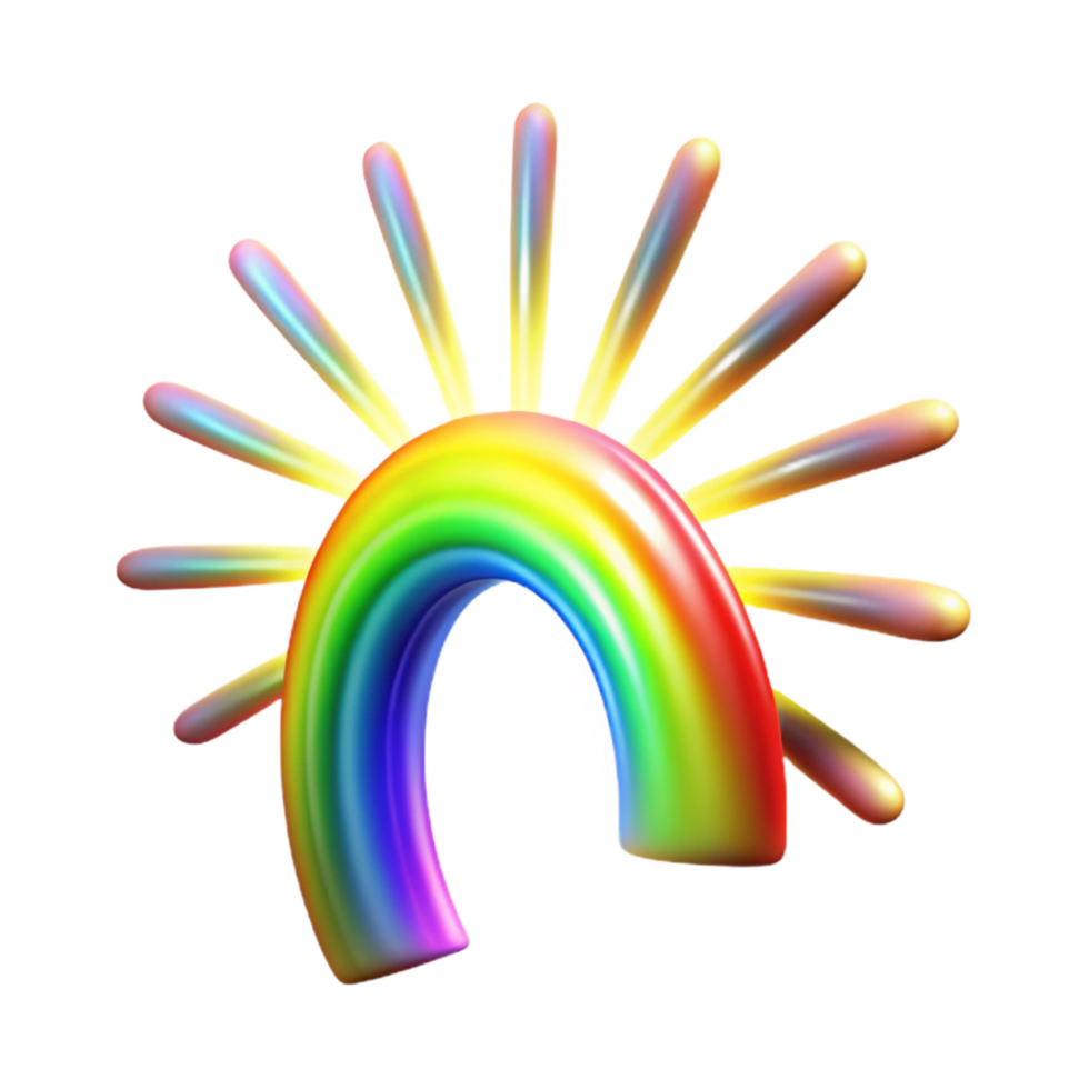 beautiful artistic Rainbow Light Burst Isolated Transparent Background premium png