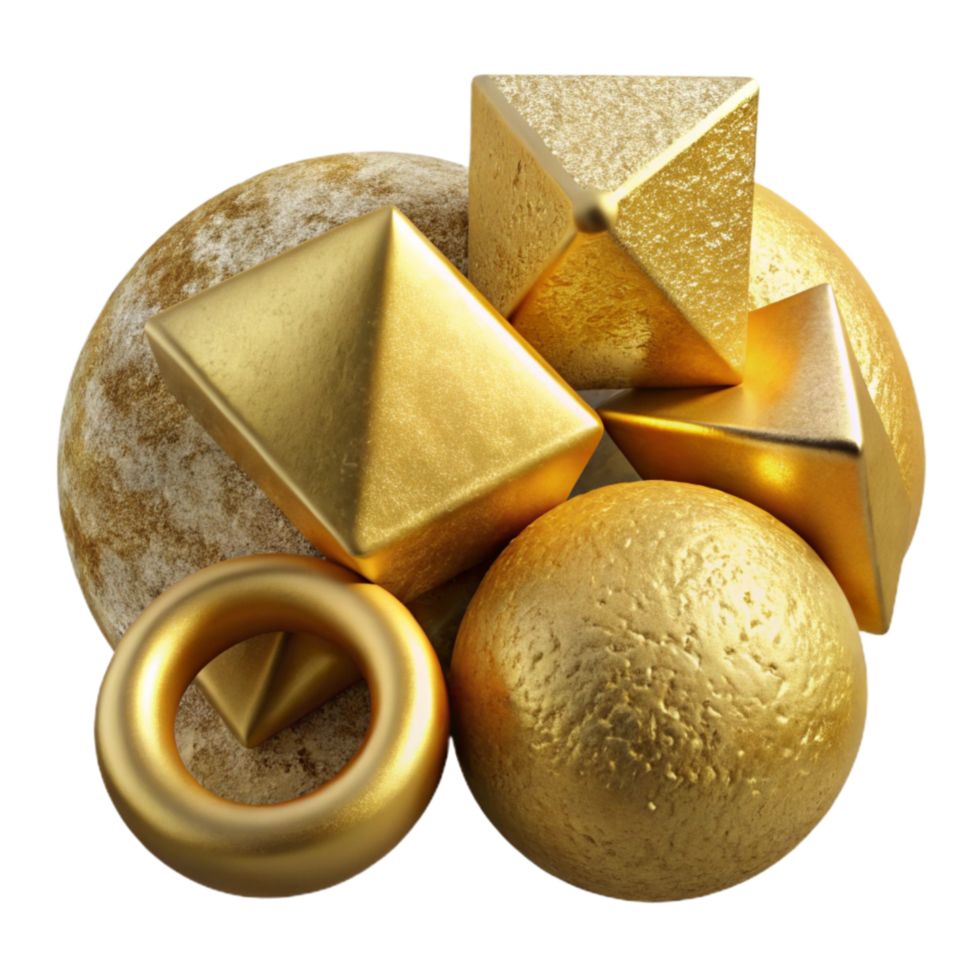 elegant traditional Random Geometric Shapes Gold Transparent Element Cutout high resolution png