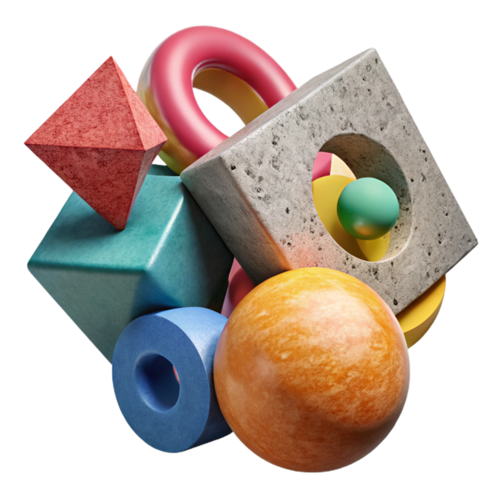 impressive modern Random Geometric Shapes Multicolored Cutout genuine png