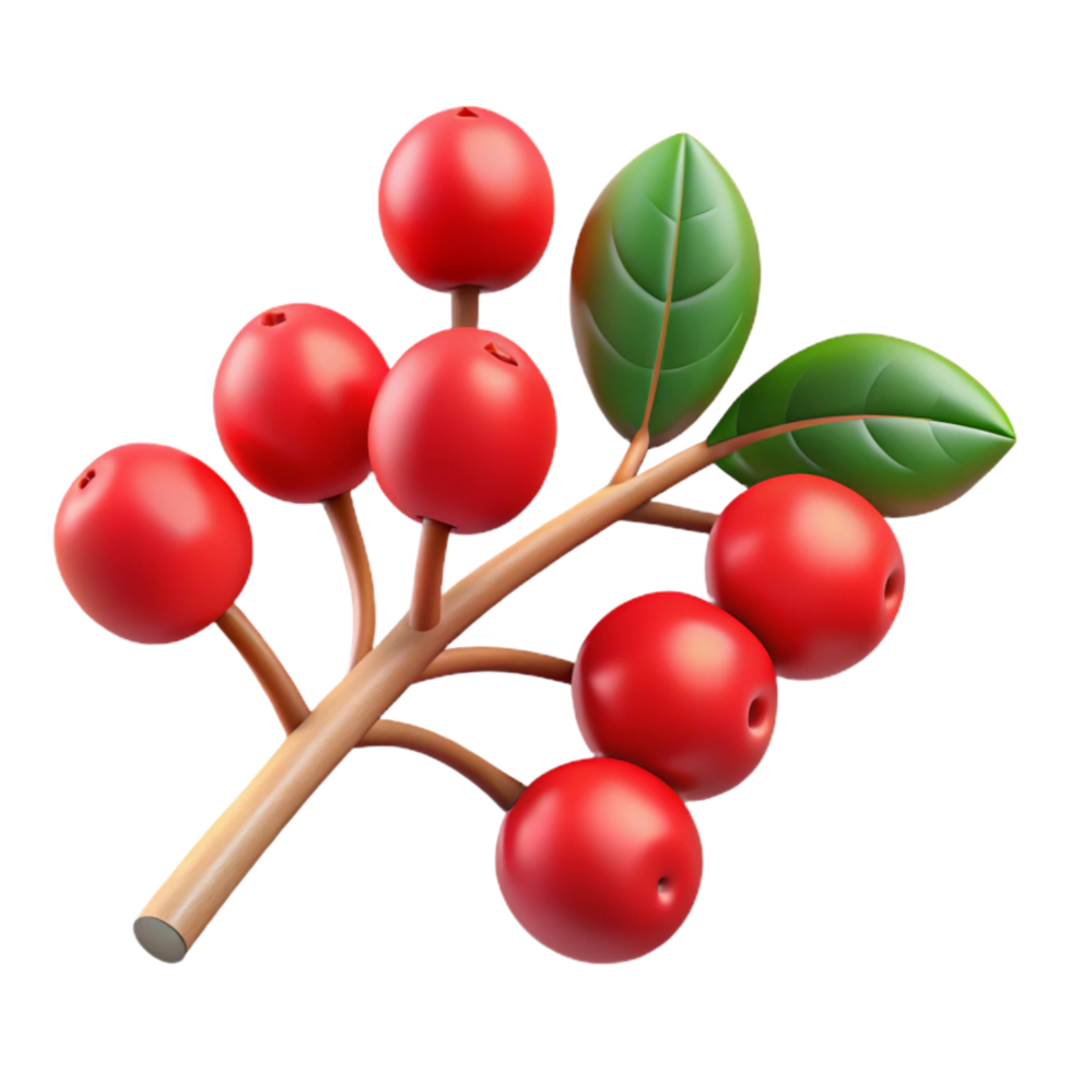 impressive traditional Realistic Branch with Berries Cutout with Red Berries high resolution png