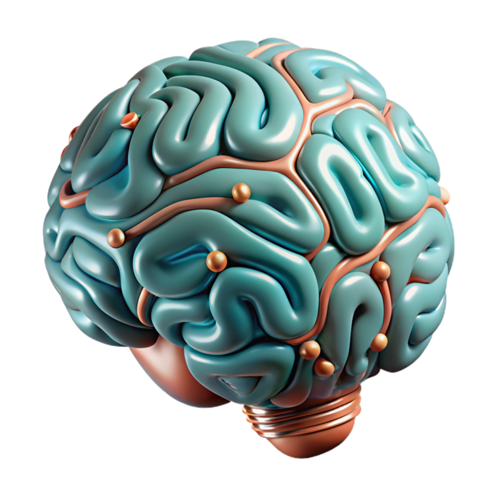 wonderful classic Realistic Brain with Circuitry Overlay Isolated authentic png