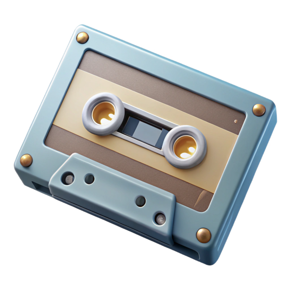wonderful minimalist Retro Cassette Tape Top View Transparent detailed png
