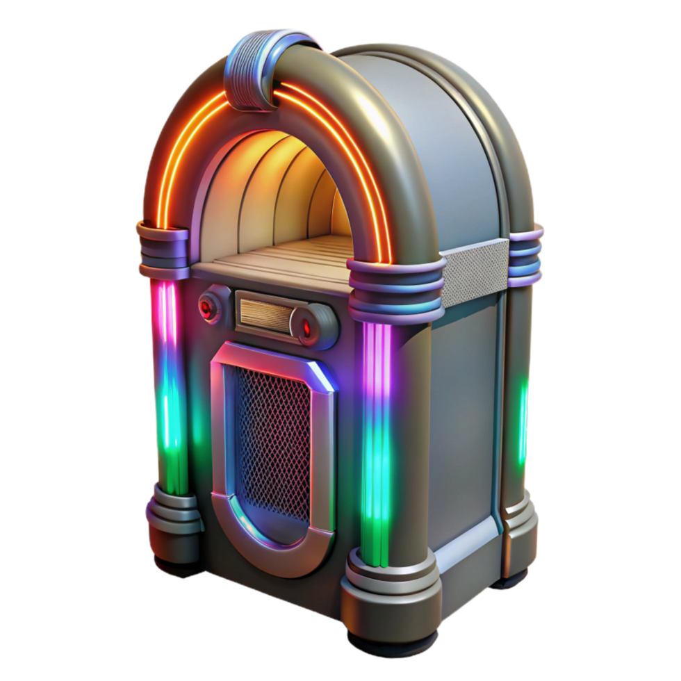 elegant contemporary Retro Jukebox with Colorful Lights Transparent professional png