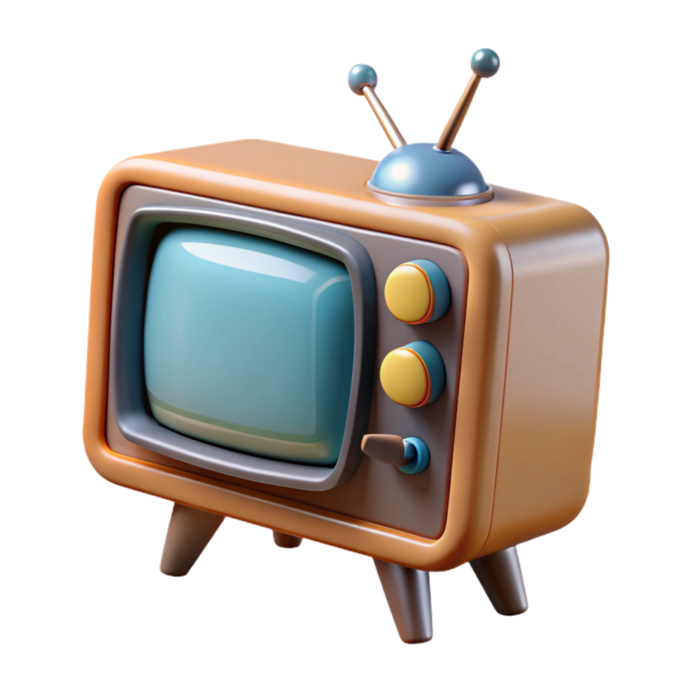 impressive traditional Retro Tv Set with Static Screen Transparent premium png