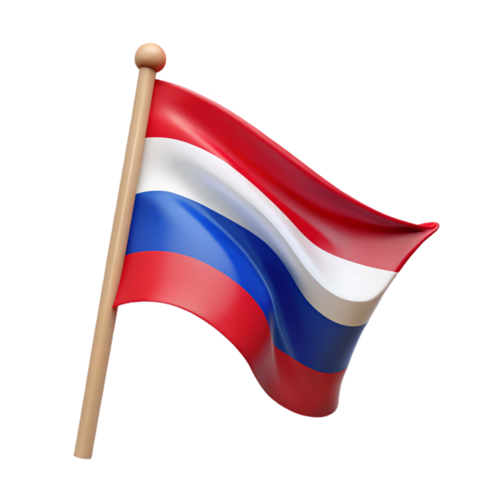 elegant minimalist Rippling Flag Cutout Red White and Blue Transparent Background high resolution png