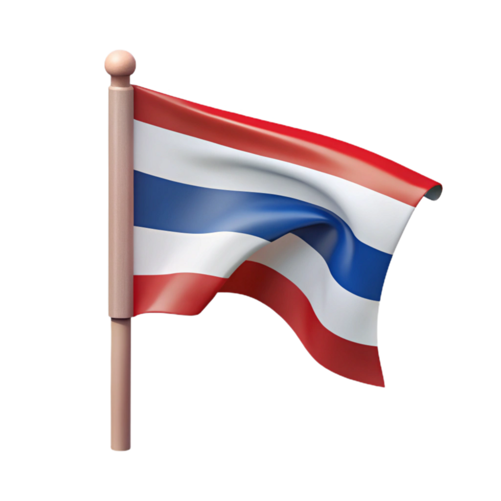 dramatic traditional Rippling Flag Cutout Red White and Blue Transparent Background professional png