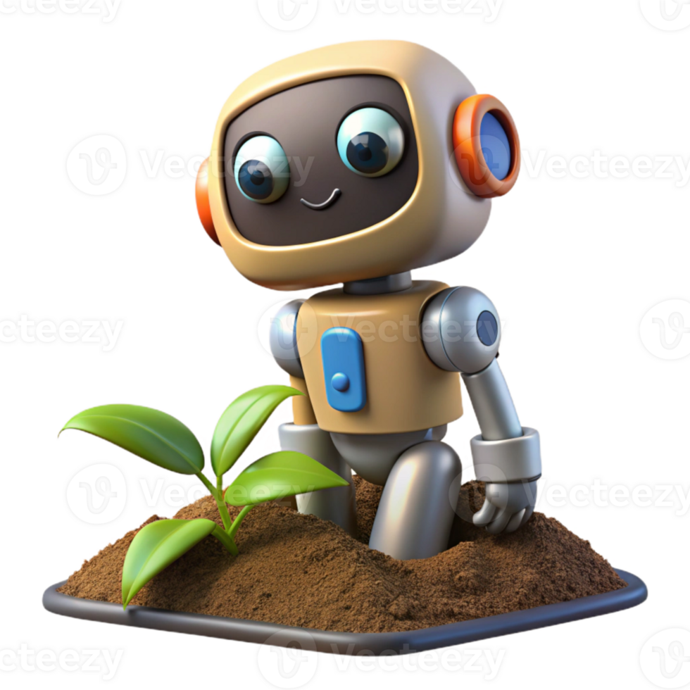 magnificent classic Robot Growing From Soil Cutout high quality png