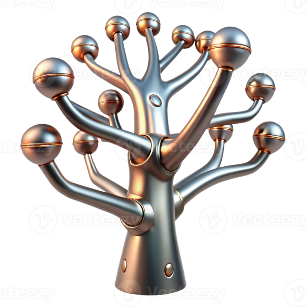 vibrant rustic Robotic Tree with Metallic Branches Cutout genuine png