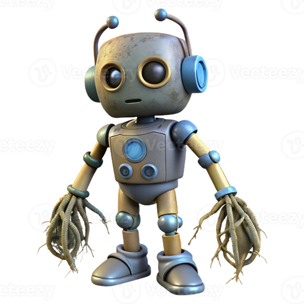 impressive vintage Robot with Deep Roots Isolated Element genuine png