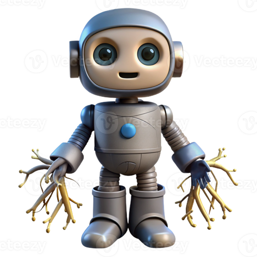 elegant creative Robot with Deep Roots Isolated Element authentic png