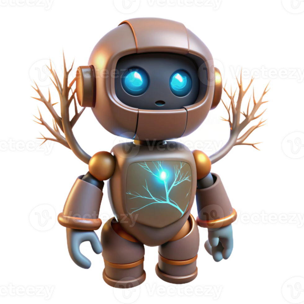 wonderful creative Robot with Glowing Branches Transparent Cutout exclusive png