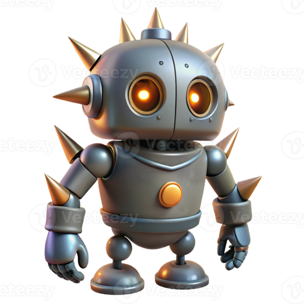 extraordinary contemporary Robot with Glowing Thorns Cutout Element high resolution png