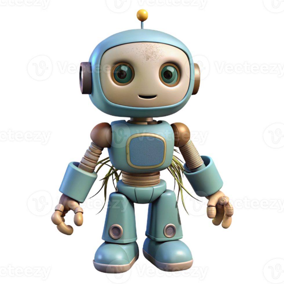 beautiful minimalist Robot with Organic Roots Cutout Side View authentic png