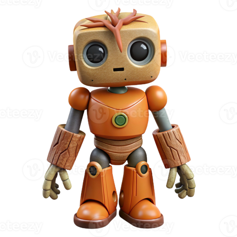 vibrant modern Robot with Organic Roots Cutout Side View png