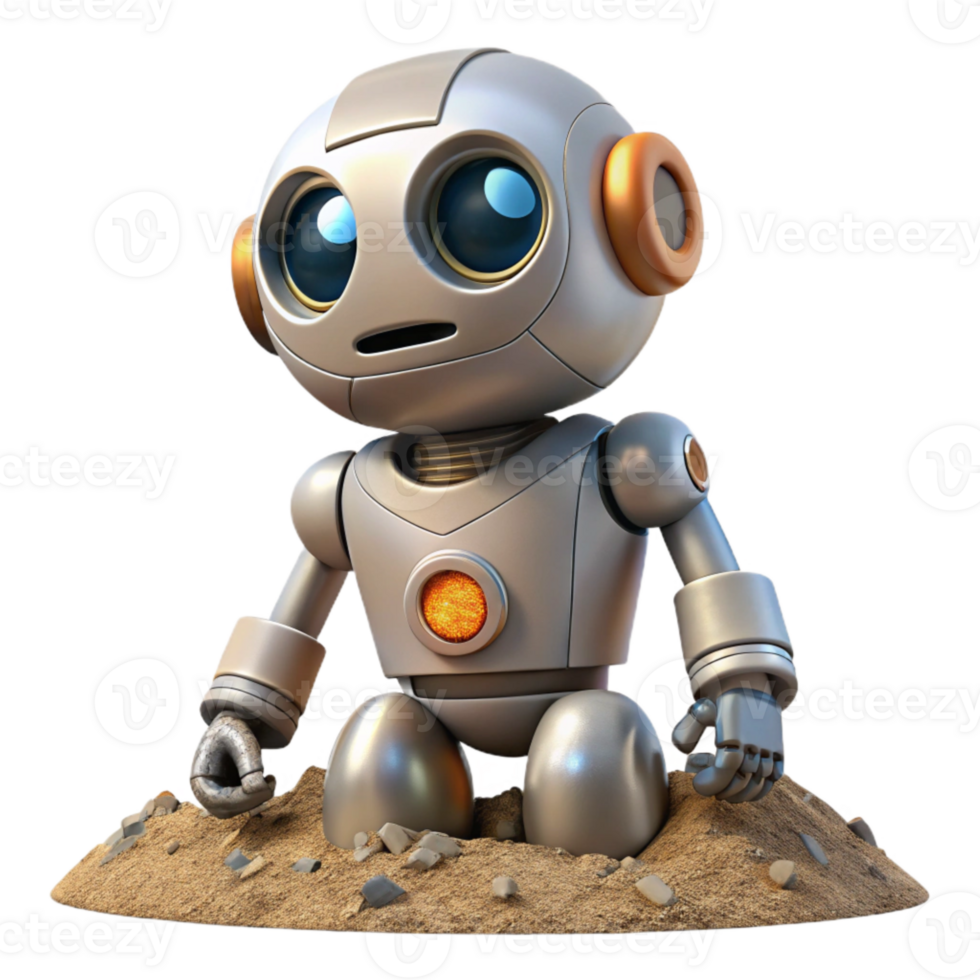stunning rustic Robot with Tangled Roots Isolated Element high quality png