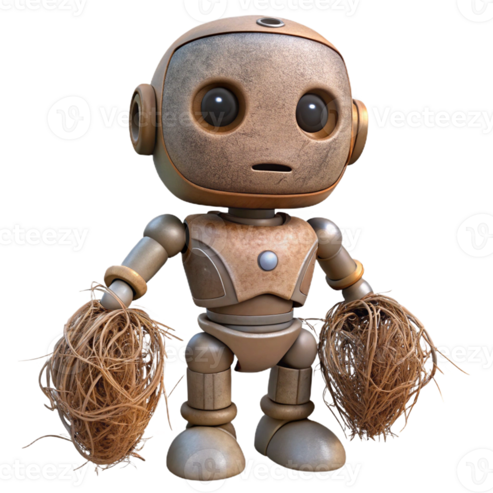 dramatic modern Robot with Tangled Roots Isolated Element professional png