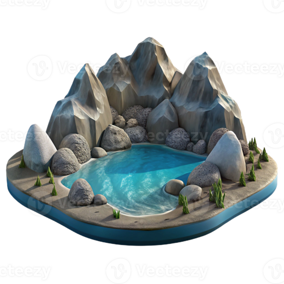serene creative Rocky Mountain Lake Shore Cutout Element authentic png