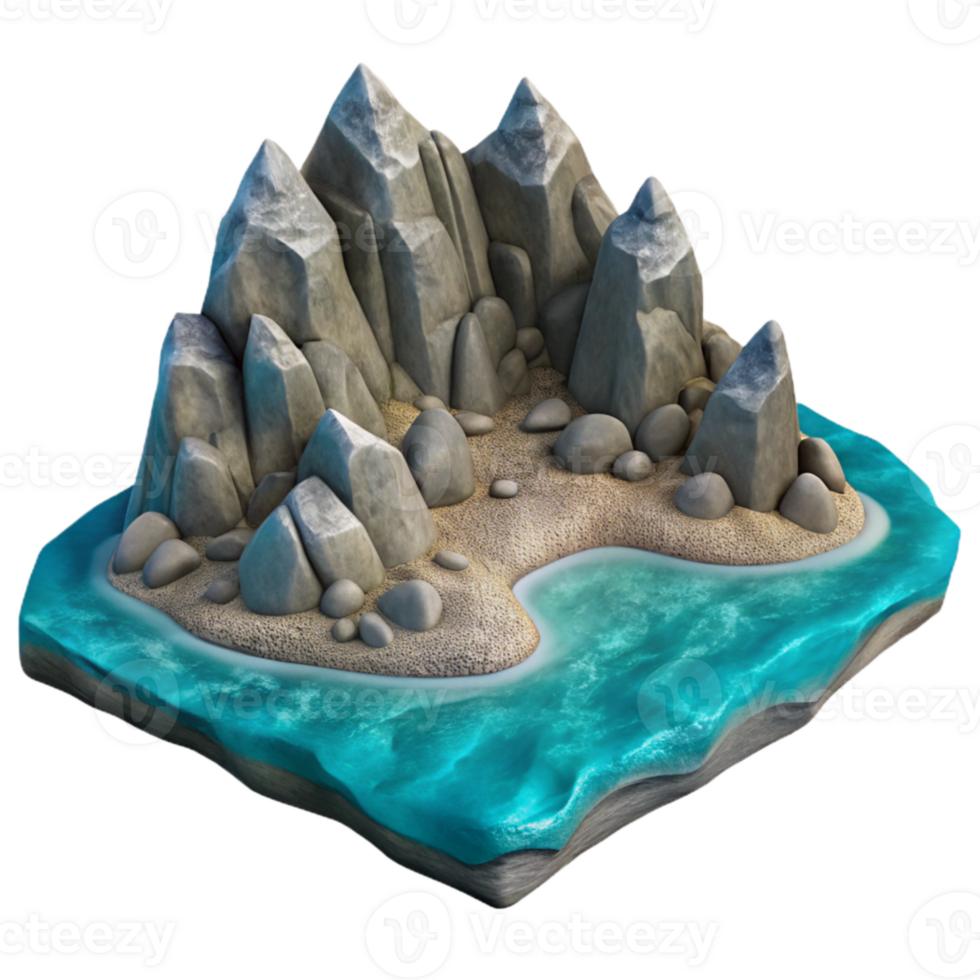 beautiful vintage Rocky Mountain Lake Shore Cutout Element authentic png