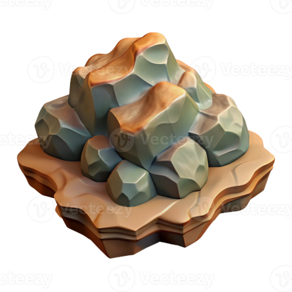 vibrant artistic Rocky Zephyr Zone Terrain Cutout with Shadow original png