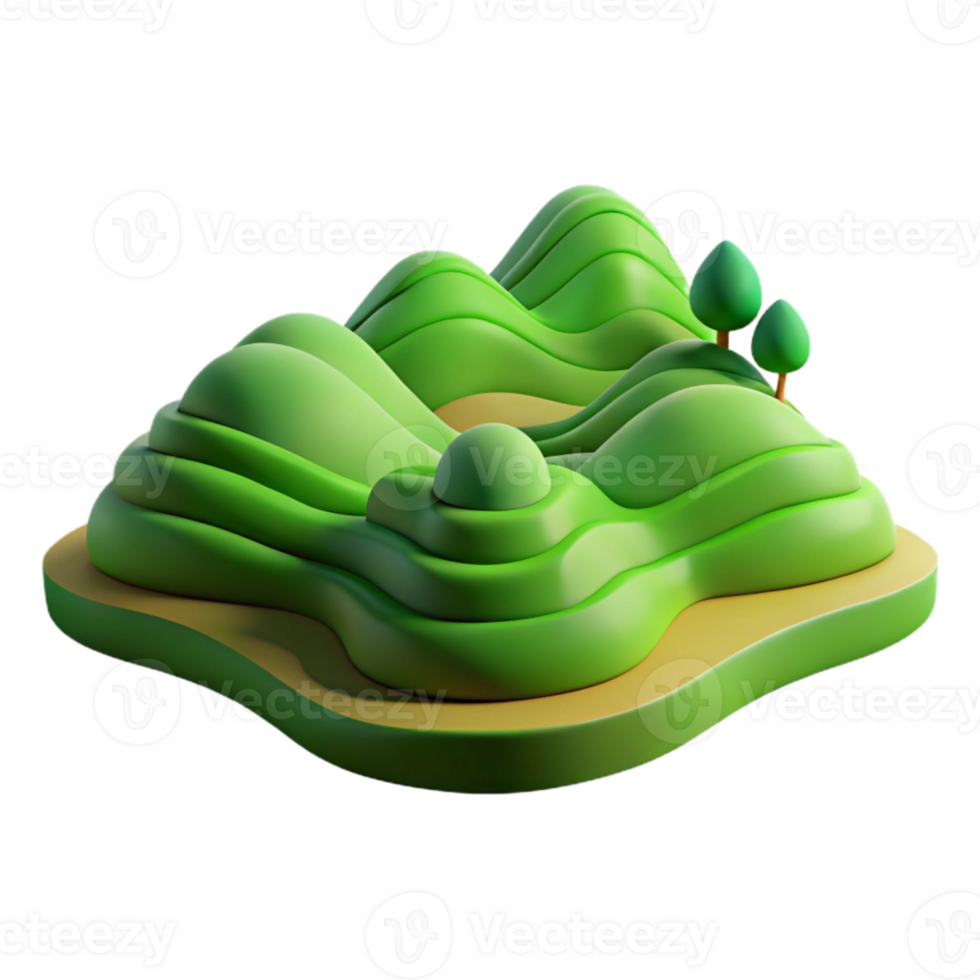 elegant minimalist Rolling Hills Transparent Background Terra Verde Terrain Isolated premium png